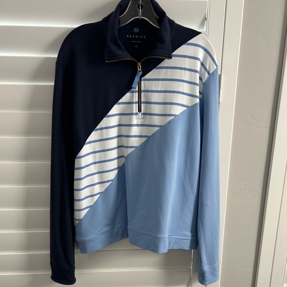 Renwick Blue & Navy Half-Zip Pullover Sweatshirt